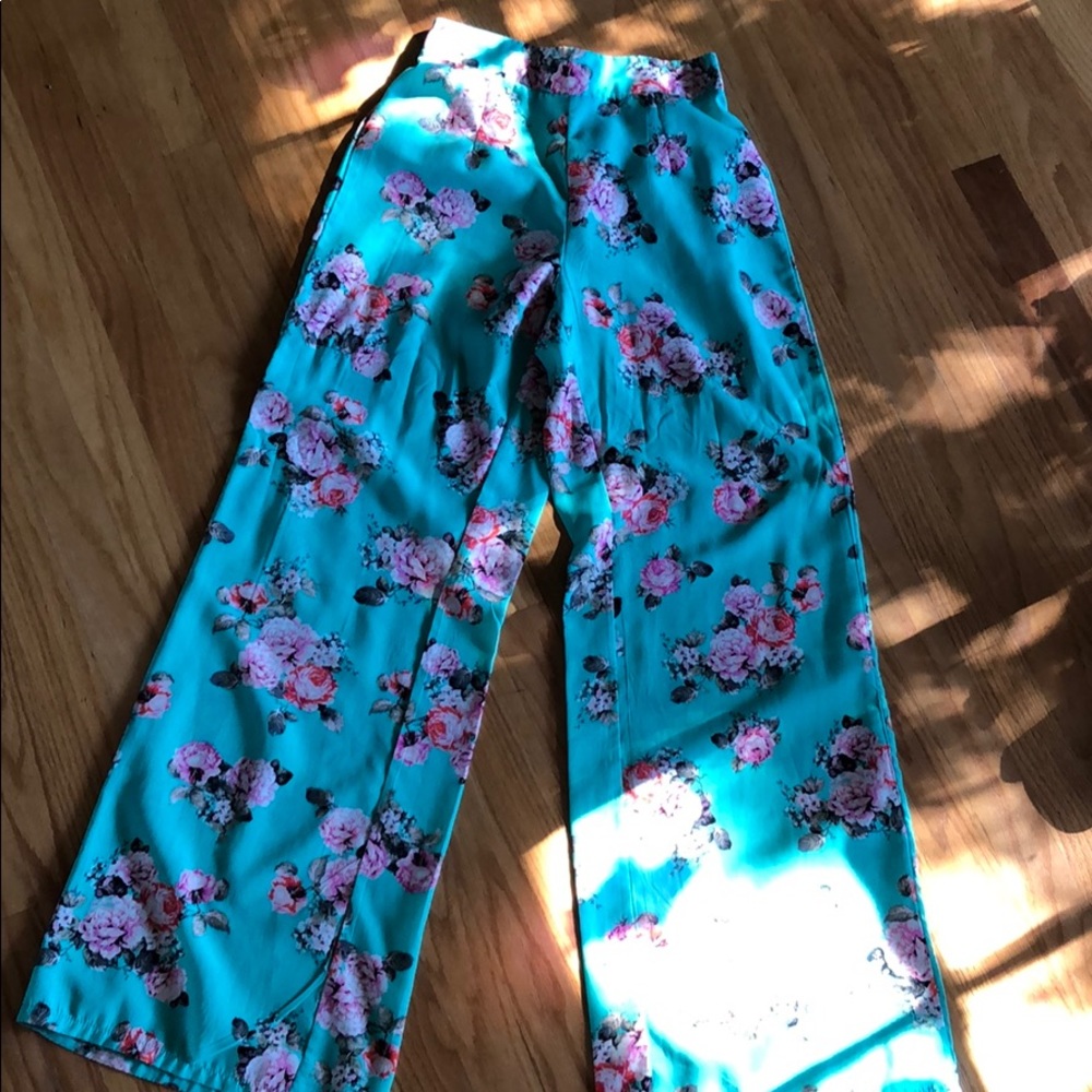 High waisted floral dress pants